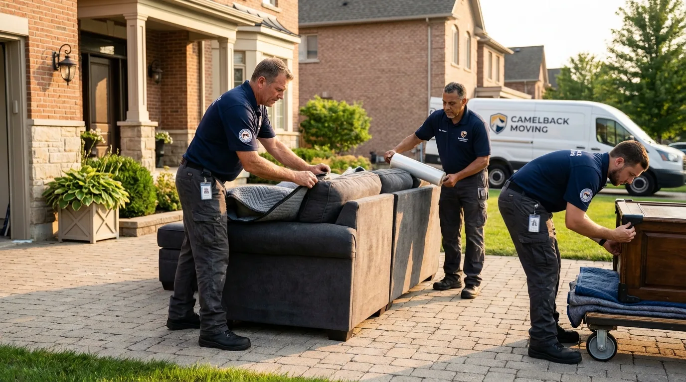 Large estate moving crew wrapping furniture in Benton, KY