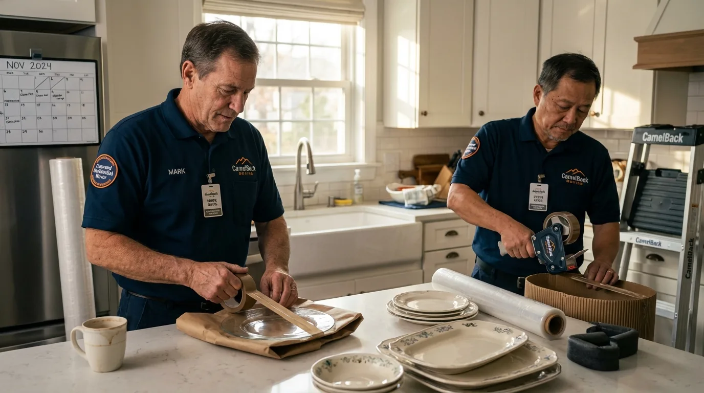 Professional crew packing kitchen dishware in Benton, KY